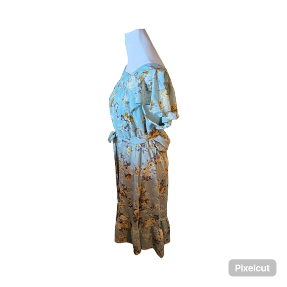 NWOT Size Medium Allegra K BluishGreen Floral Dress - Picture 2 of 7